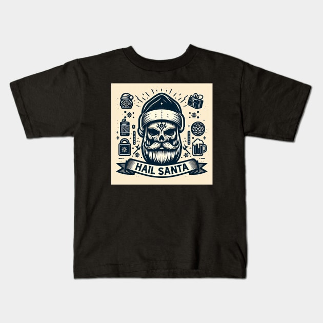 Hail Santa - Skull Kids T-Shirt by Sketchy